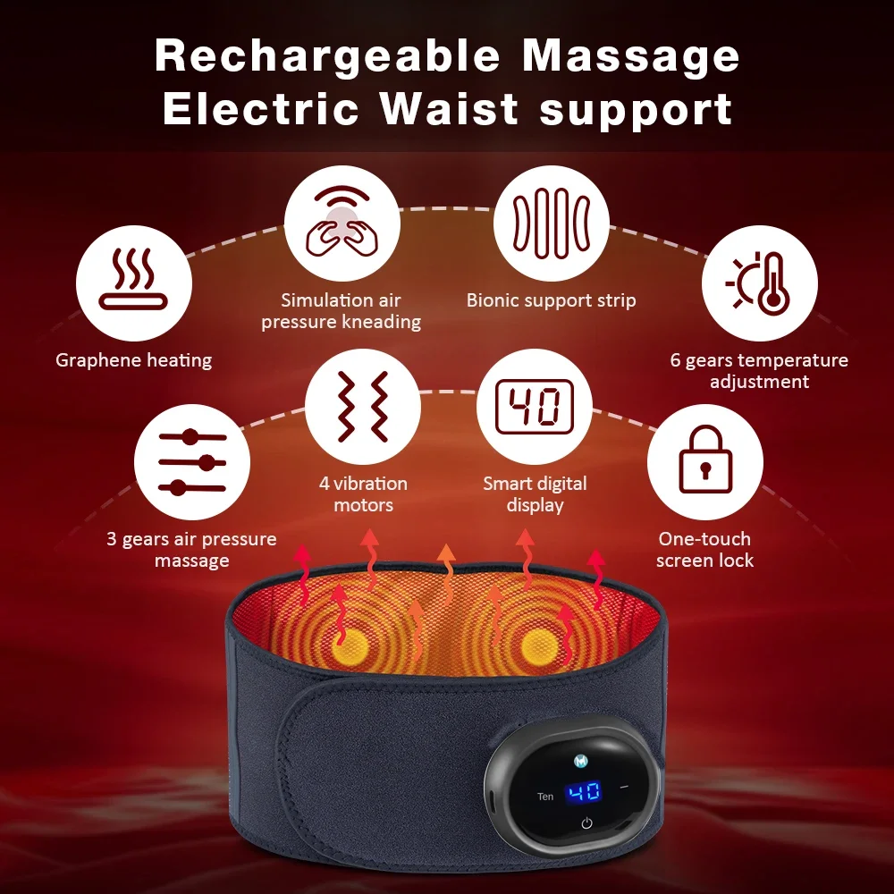 Wireless Heating Waist Supporter Warm Hot Compress Stomach Heating Belt Heating Physiotherapy Waist Support Electric Abdominal M - Image 5