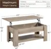 Lift Top Coffee Table with Hidden Compartment and Storage Shelf, Rising Tabletop Dining Table for Living Room Reception Room 4