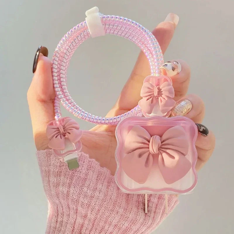 Corea Cute Bow Knot Custodia Protettiva Per Cavo Di Ricarica Graduale Ricarica Soft Plug Custodia Protettiva Usb Per Apple Iphone 18/20W