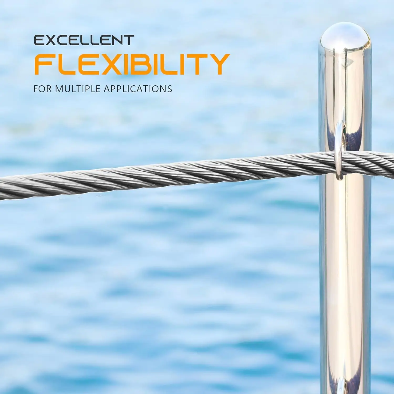 Steel Cable 3/16 Inch, 7 x 19 Strands Construction, 500FT Wire Rope Aircraft Cable for Pulling, Lifting, Deck Railing, DIY