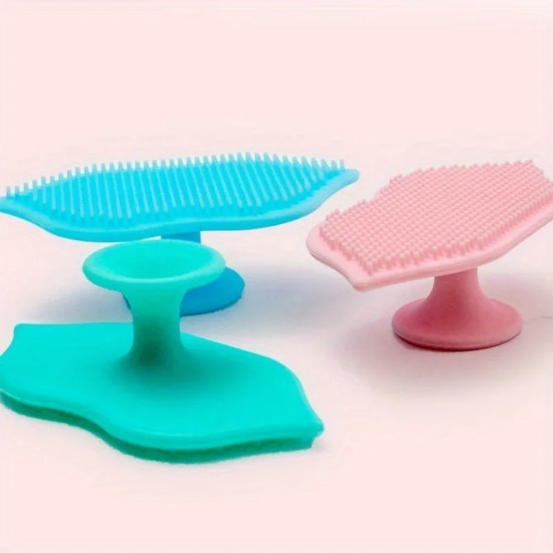 2pcs Exfoliating Lip Brushes with Sucking Cup Bendable Soft Lip Scrubbers Lip Cleaning Scrub Brush Tool