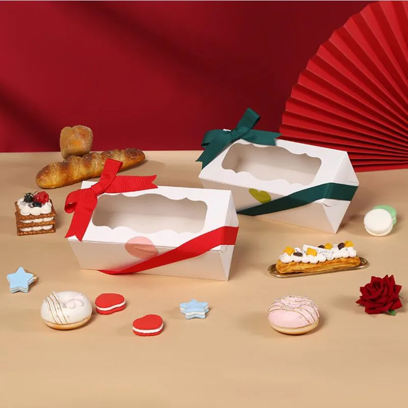 

Белая коробка для торта и упаковка, 25 шт., Подарочная коробка для десертов «сделай сам» с прозрачным окошком, для дня рождения, бытовая фотография