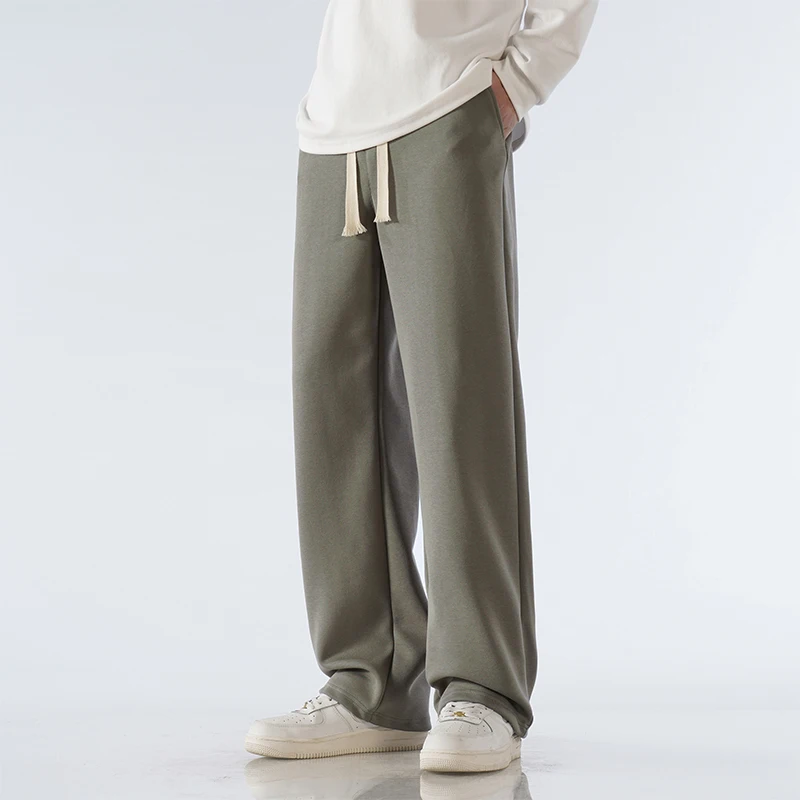 sport jogging trousers wide leg pants fashion pants fashionable wide leg pants men casual pants 65% cotton fabric men's casual pants wide leg straight loose for outdoor