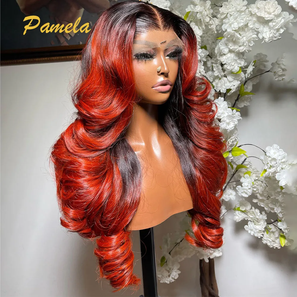 250 Density Body Wave Dark Red Color 13x4 Transparent Lace Front Human Hair Gluless Black Cherry Human Hair Ready To Wear