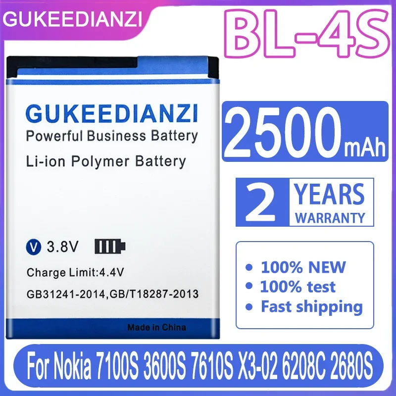 Gukeedianzi 2500Mah Bl-4S Bl4S Bl 4S Batteria Del Telefono Per Nokia 7100S 3600S 7610S X3-02 6208C 2680S Batteria + Traccia No
