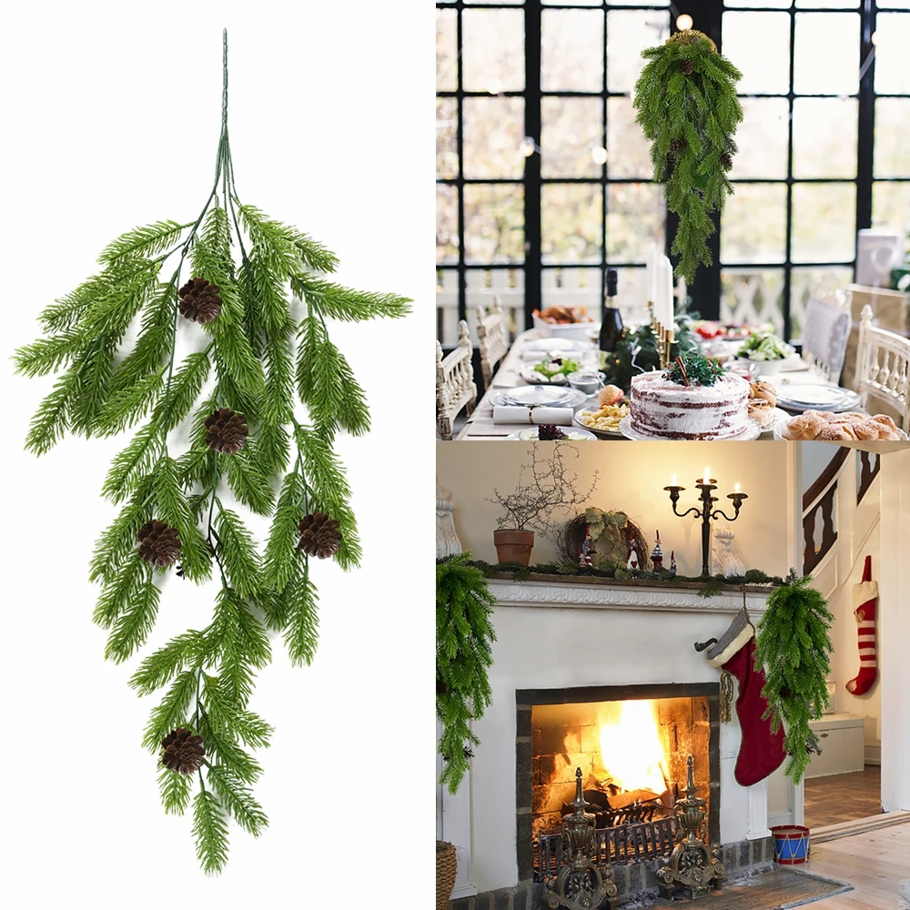 

1pc 80cm Artificial Pine Needle Garland Ivy Vine Christmas Garland Wreath Fake Plants Home Xmas New Year Party Hanging Ornaments