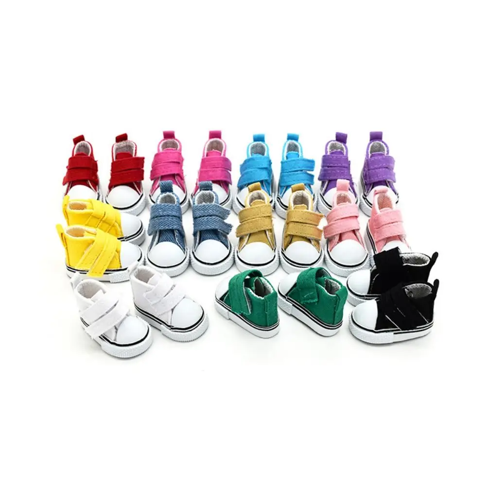 1 Pair DIY Doll Canvas Shoes Sneakers Shoes Mini 5cm Length Mini Casual Shoes Colorful Plimsolls Doll Sneakers BJD Doll Shoes