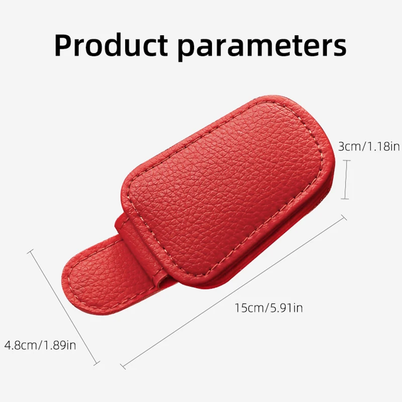 Premium Leather Magnetic Sunglasses Holder with Multifunctional Clip