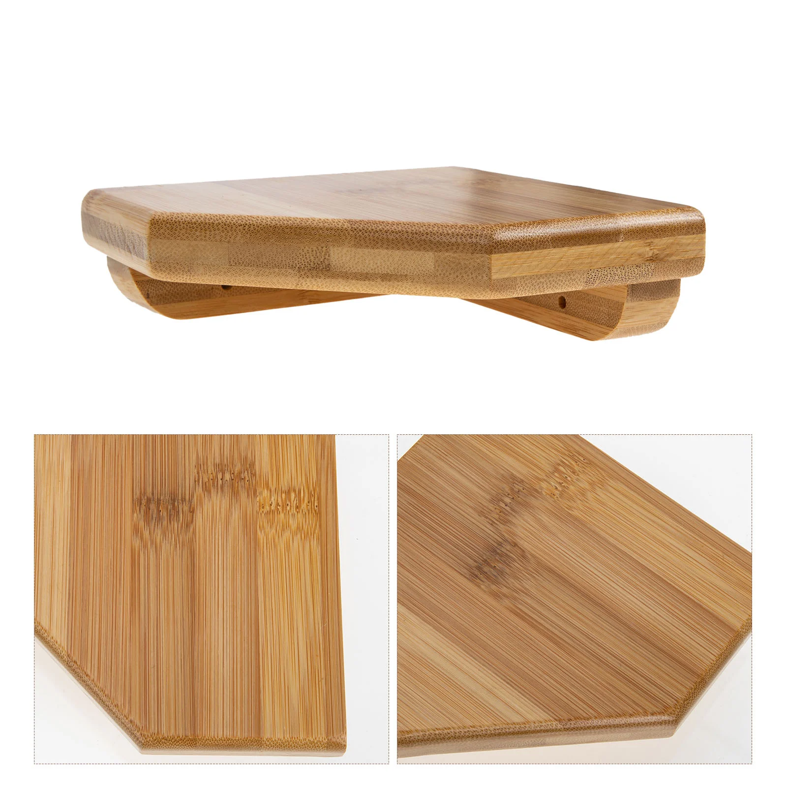

1 Set Floating Corner Wall Shelf Punch Free Wall Bamboo Shelf for Bedroom