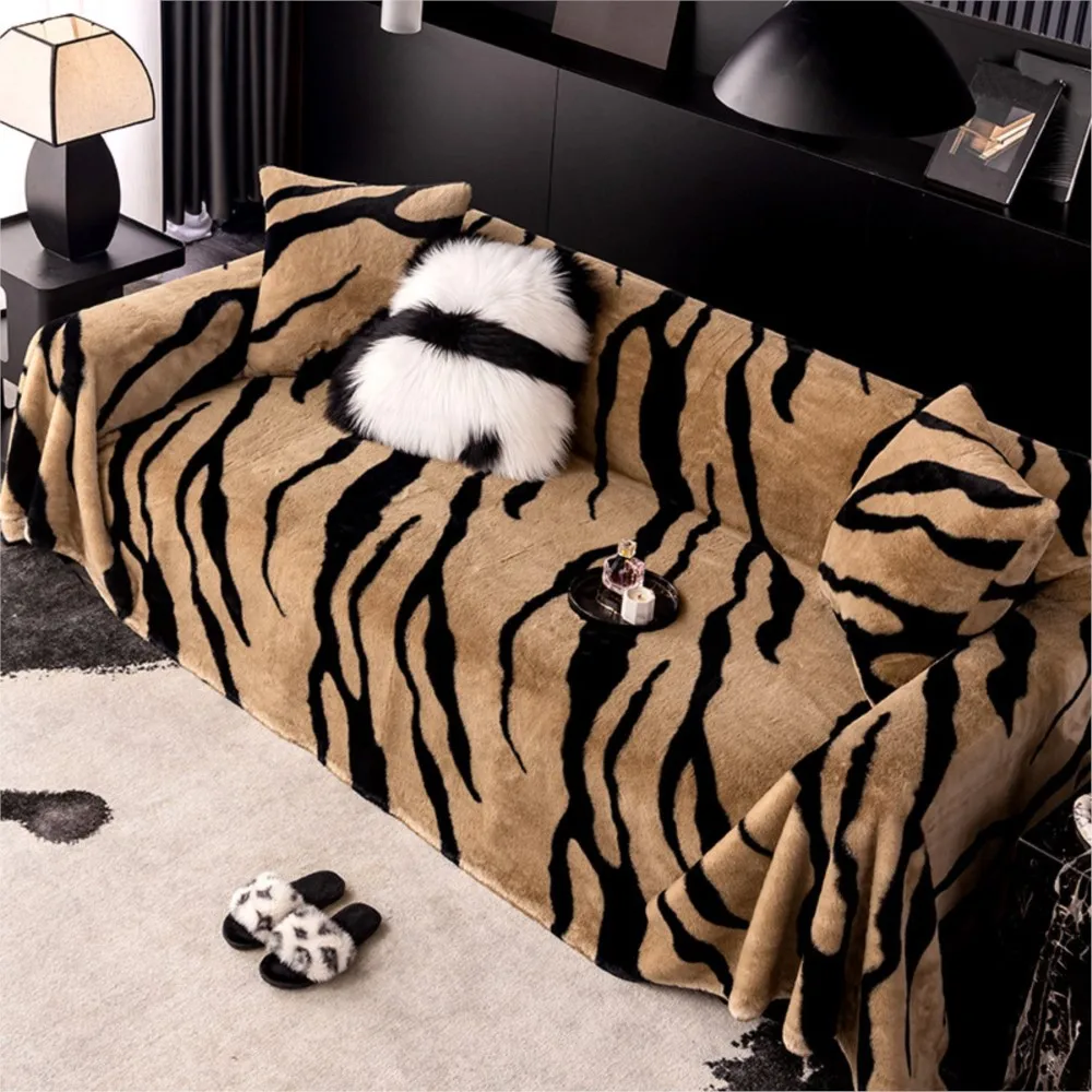 Luxury Leopard Sofa Cover Furry Blanket Plush Universal Couch Towel Sofa Cover Home Decor Blankets For Living Room Bedroom 3