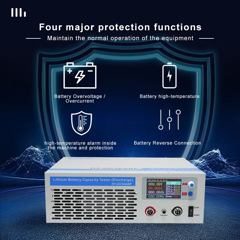 Heltec HT-DC50ABP 5-120V 50A Lithium Battery Capacity Tester Discharge Load Tester Adjustable Current Voltage Discharge Machine for Lithium Lead Acid Battery Capacity Testing