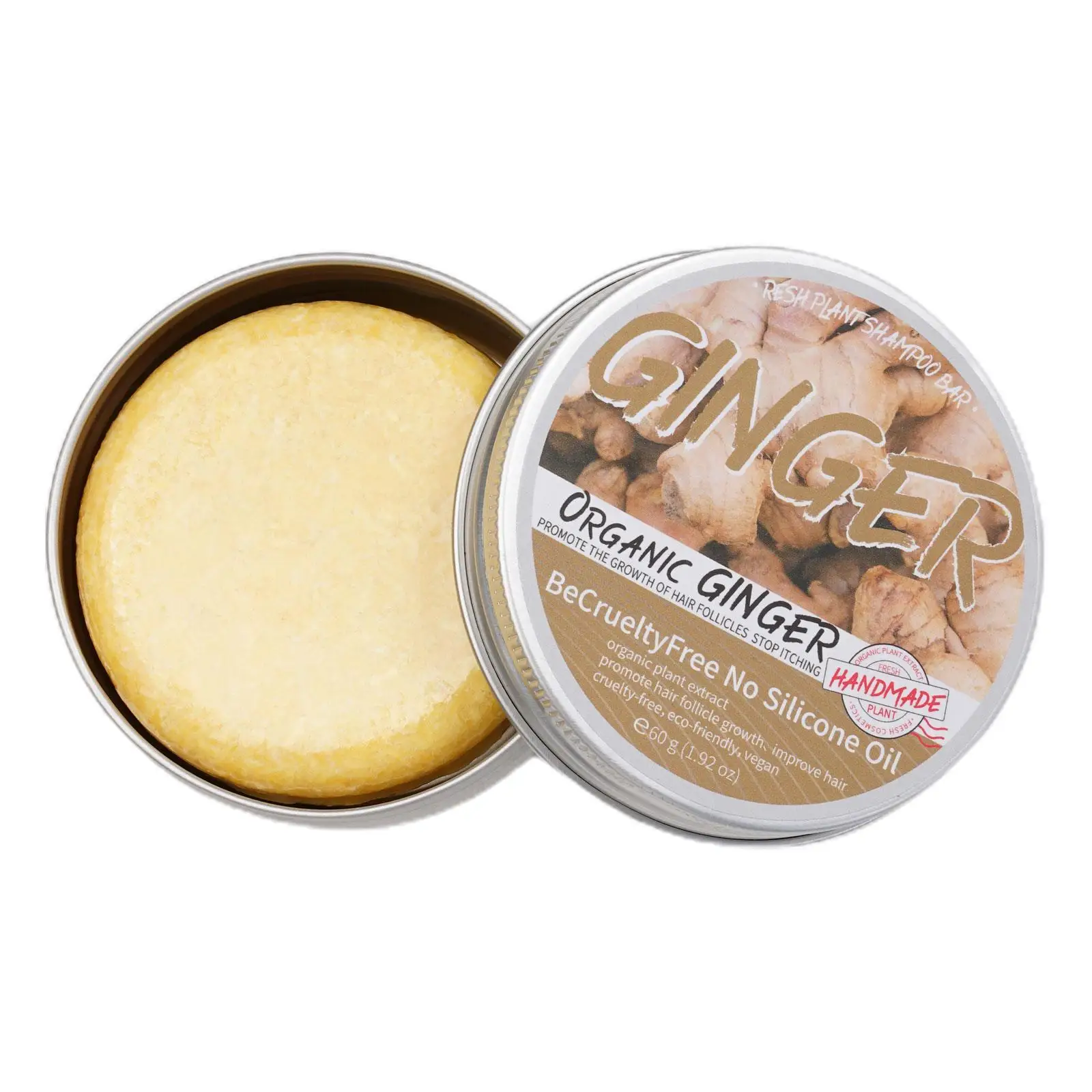 60gGingerHandmadeHairShampooSoapColdProcessedShampooBarPure