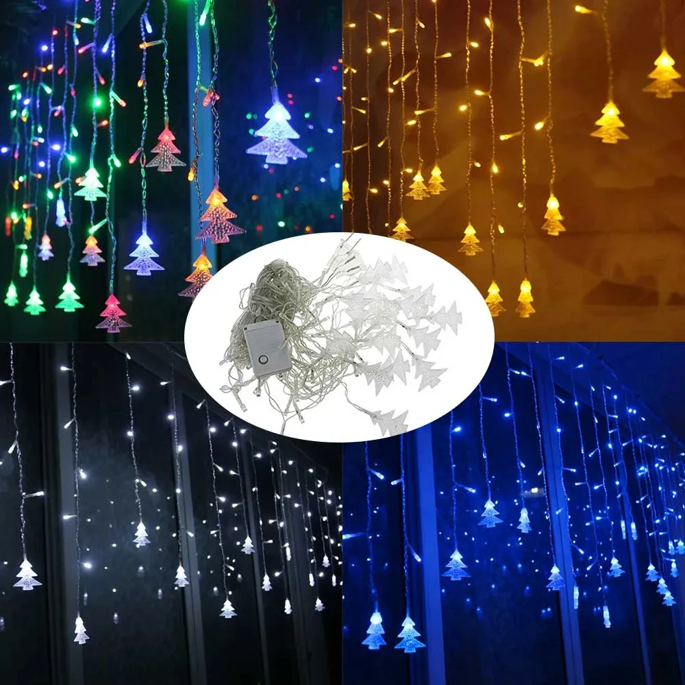 Guirnalda de luces LED para decoración de árbol de Navidad, cortina, linterna de neón para boda, 220v