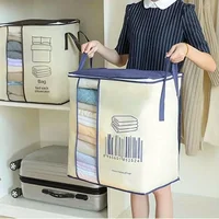1Pc Futon Storage Bag Non-Woven Fabrics Transparent Visual Window for Quilt Storage Household Items Storage Bag 1