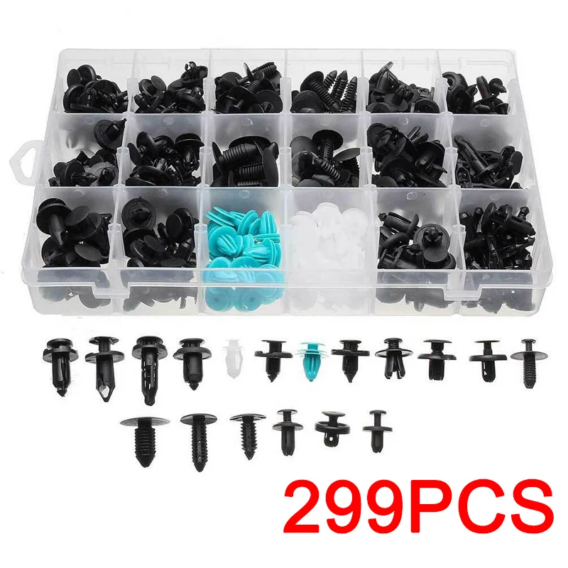 

299pcs Rivet Screwdriver Fender Bumper Fasteners Car Body Plastic Push Pin Clips Car Body Rivet Fastener Snap