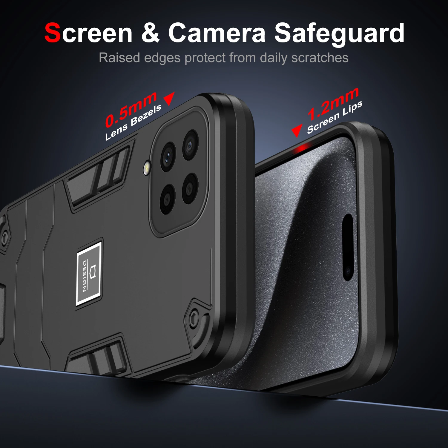 Dual-Layer Rugged Armor Shockproof Phone Case with Soft TPU Frame and Hard Plastic Protective Back Cover