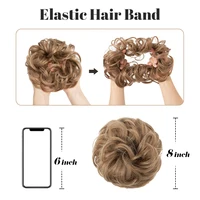 Extensions de Chignon synthétiques en désordre, grands chouchous élastiques bouclés, postiche Chignon Donut Updo pour femmes 4