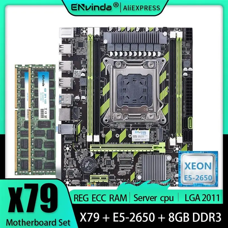 

Топ ENVINDA X79 материнская плата LGA 2011 комплект с процессором E5 2650 8 ГБ или 2 шт. X 4G DDR3 ECC REG ОЗУ 1333 МГц 10600R X79G комбо NVME