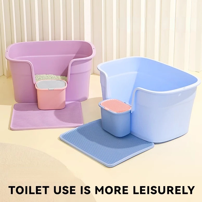 

Semi-closed Plastic Cat Toilet Splash Guard Large Easy Cleaning Portable Litter Box Square Caja De Arena Para Gatos Pet Products