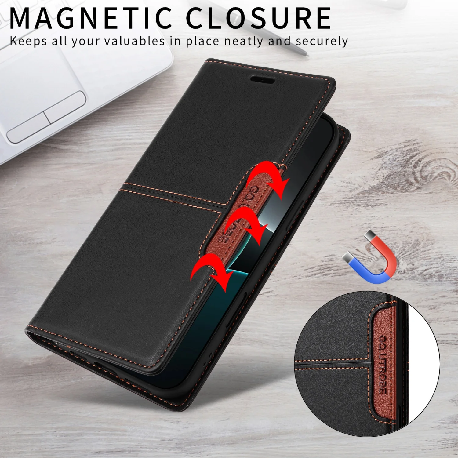 Premium Magnetic Wallet Flip Cover with RFID Protection