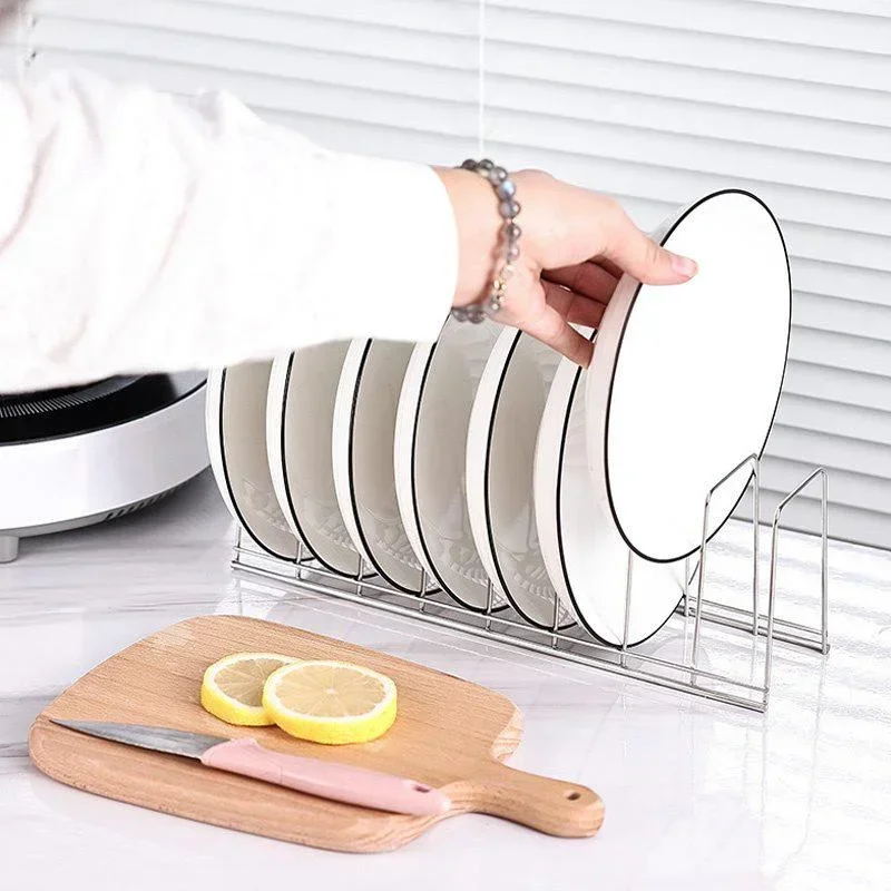 1Pc Stainless Steel Dish Rack Kitchen Dish Pan Plate Draining Rack 5