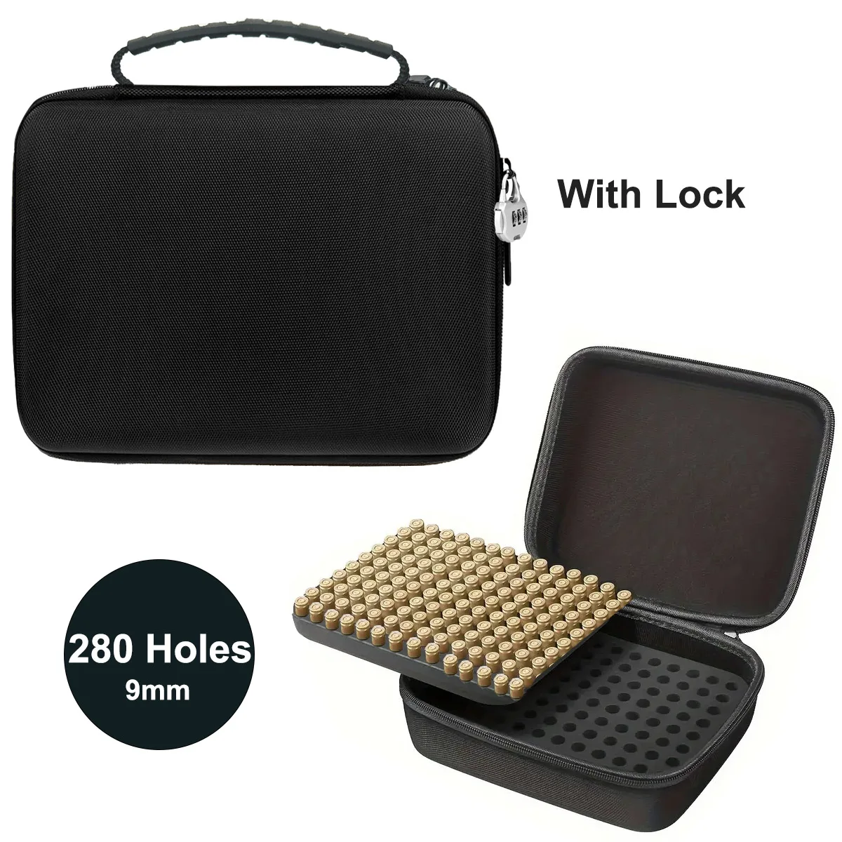 Sturdy Material Ammo Case Tactical Magazine Storage Bag Lock Double Layer Ammo Storage Box Compatible with 9mm Luger