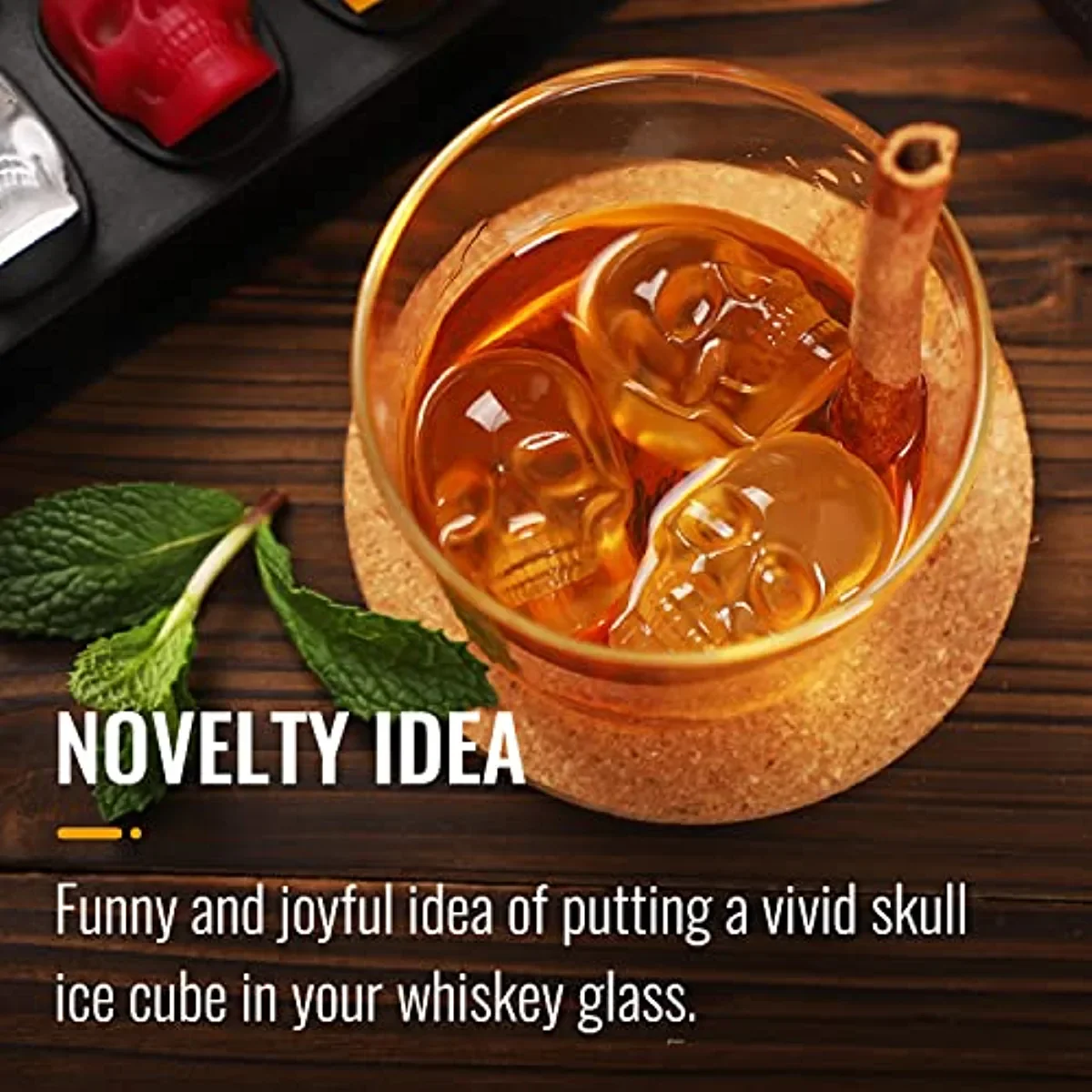 Webake Skull Ice Cube Mold, 10 Cavity Silicone Ice Mold with Lid for  Whiskey Skull Ice