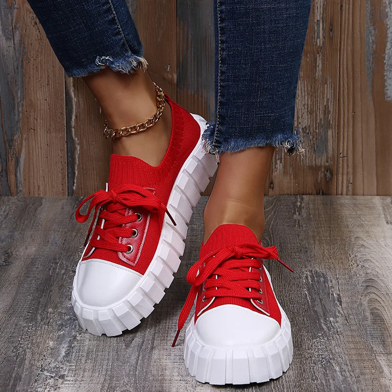 Ladies Sport Shoes 2022 Spring and Autumn New Style Lightweight Comfortable Casual Shoes Outdoor Non-slip Thick Sports Shoes