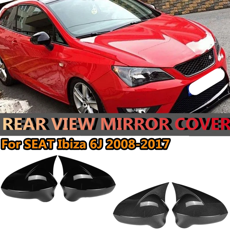2pcs Black Wing Mirror Cover Caps For Seat LEON 1P 6J EXEO 3R