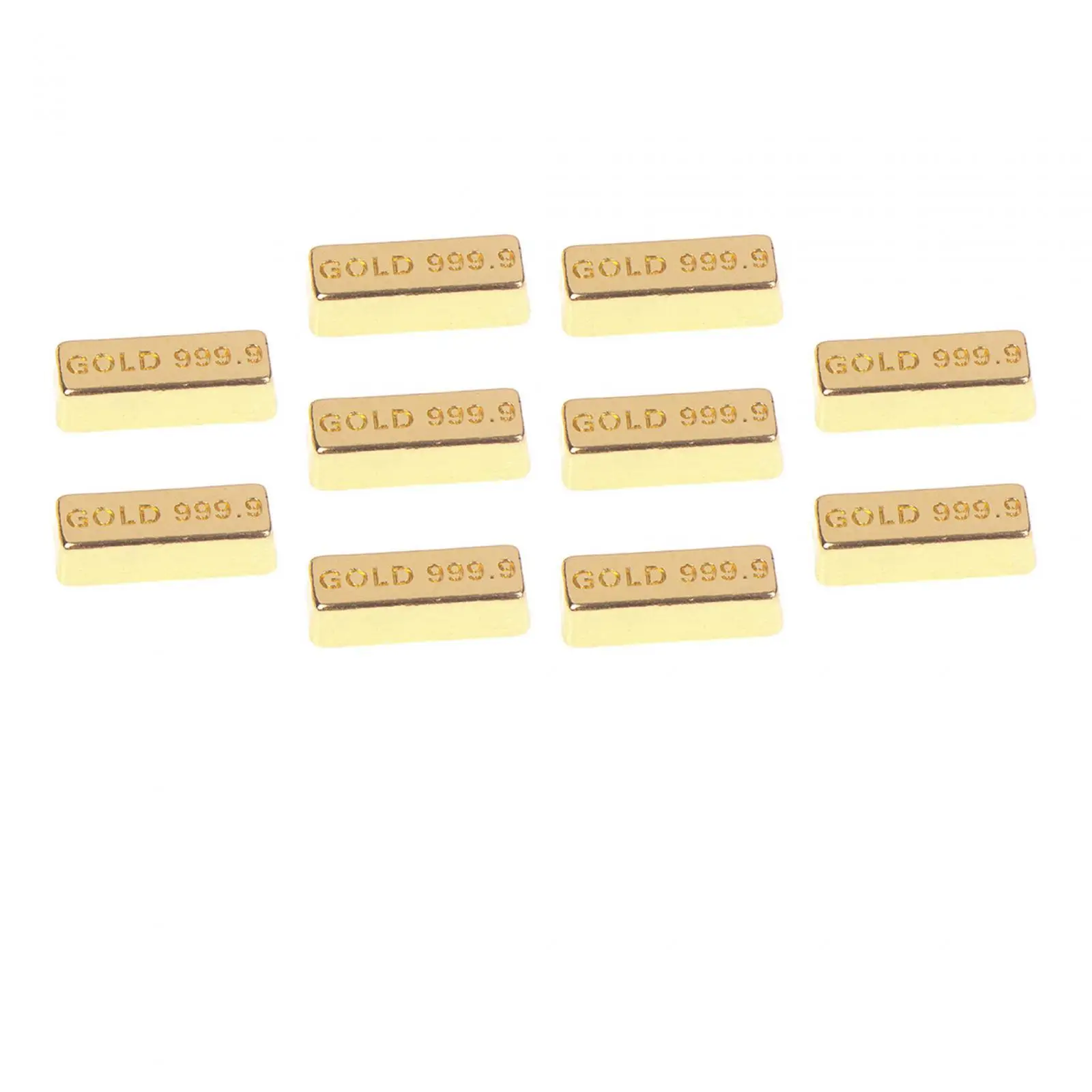 

10 Pieces 1/12 Mini Golden Brick Miniature Alloy Gold Bar Pretend Play for DIY Projects Miniature Scene