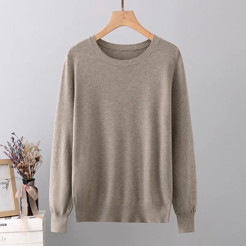 

Autumn New Warm Base Cashmere Sweater Women O Neck Pullover Solid Long-sleeved Korean Loose Wool Sweaters Women Jumpers Winter