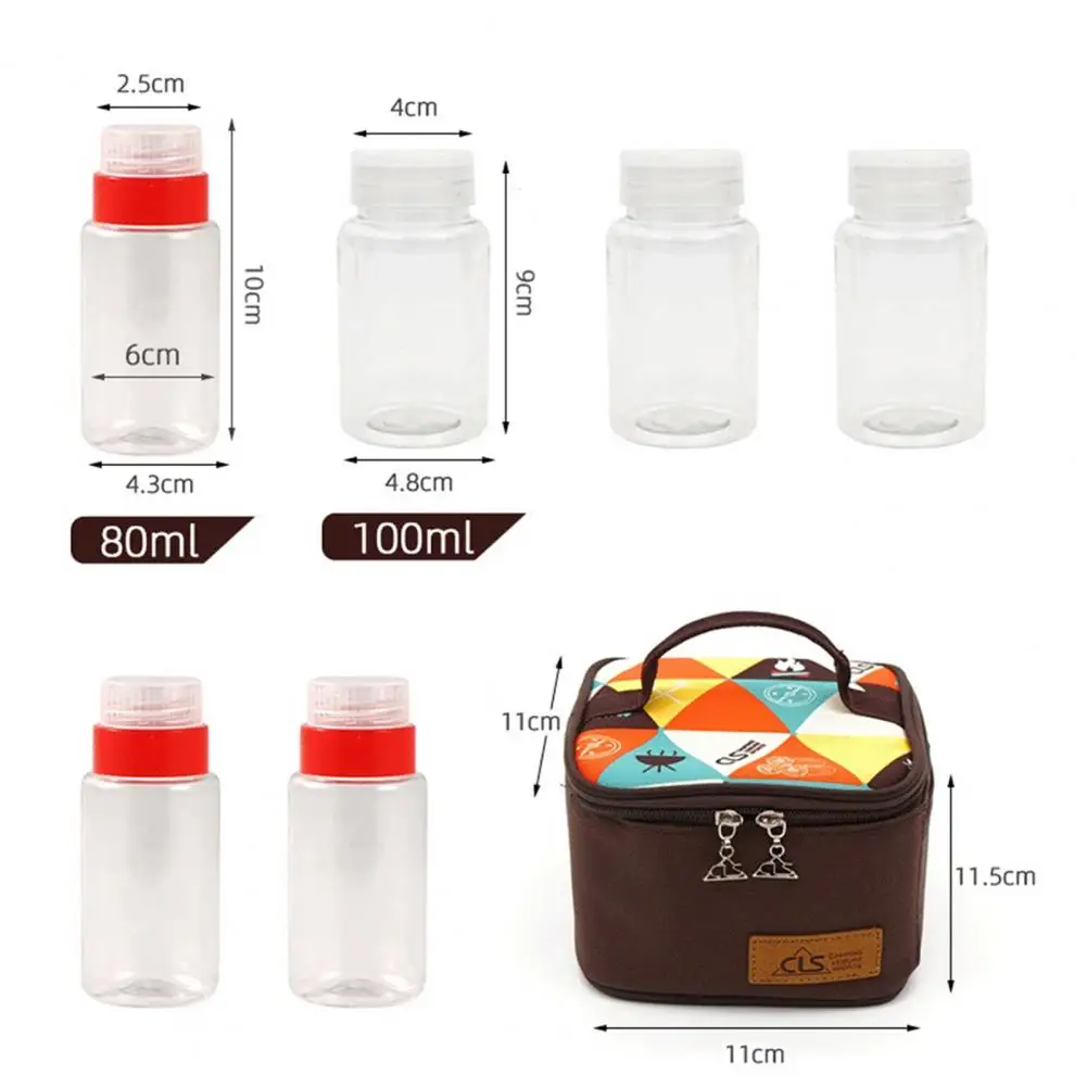 1 Set Spice Jar Storage Bag Large Capacity Waterproof Seasoning Storage Spice Salt Sauce Oil Travel Bottle Container Camping Su