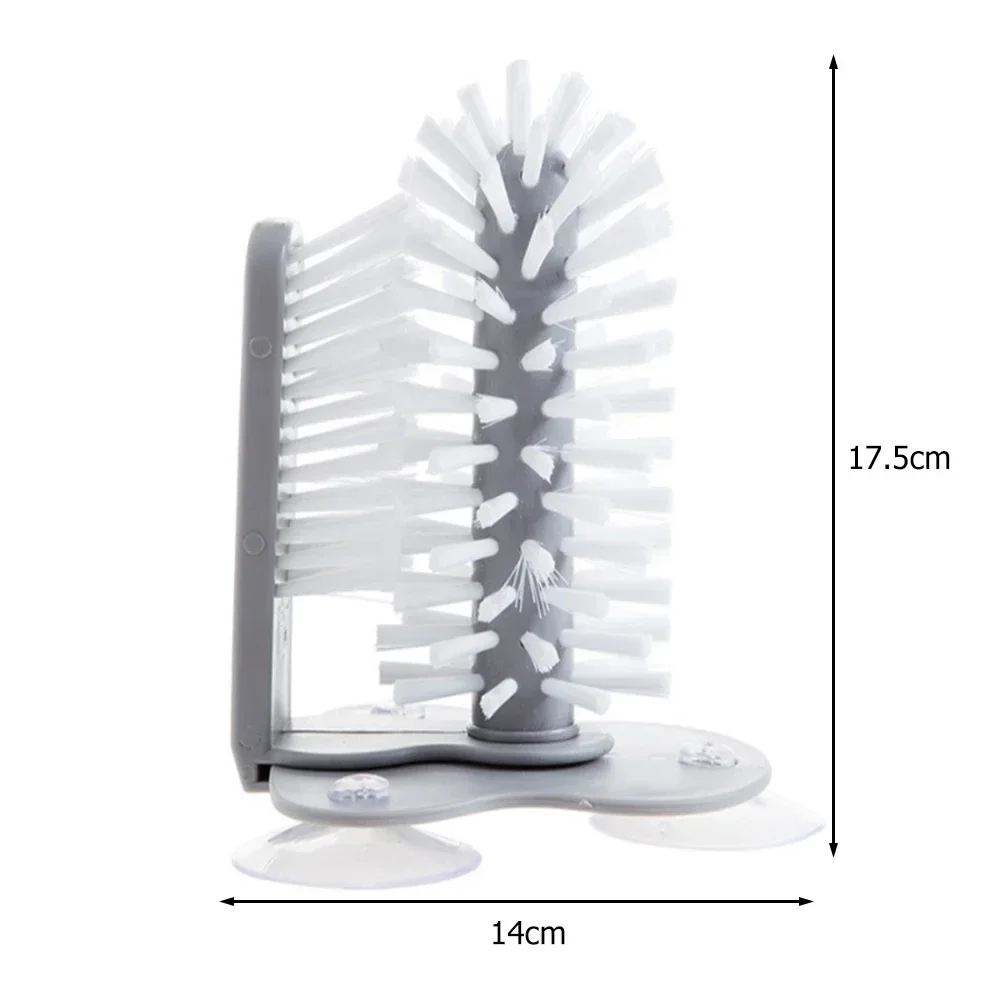 מברשת ניקוי למטבח, 2 ב-1 מברשת כוסות, מברשת בקבוקים עצלה עם שאיבת קיר, מנקה זכוכית, מברשת כביסה תרמית
