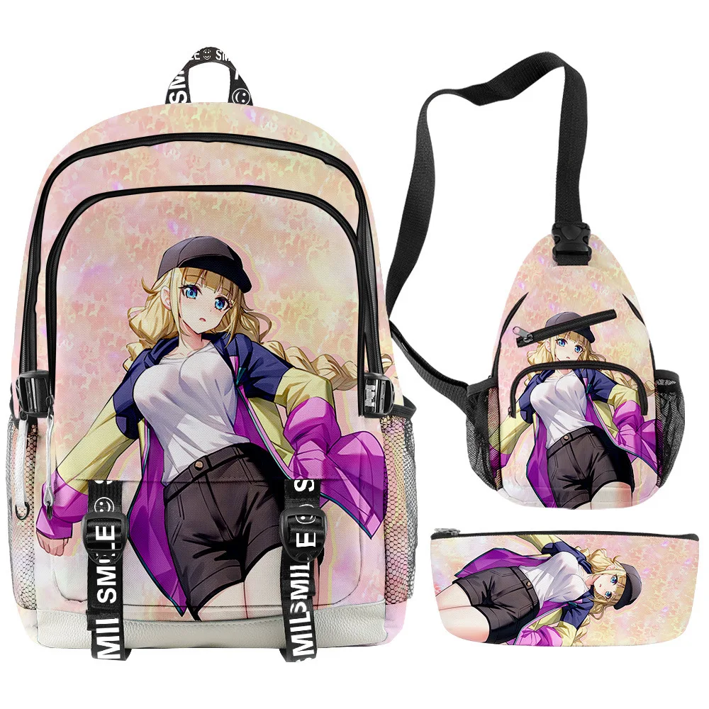 Classic Creative Ya Boy Kongming Anime 3D Print 3pcs/Set Student School Bags multifunction Travel Backpack Chest Bag Pencil Case