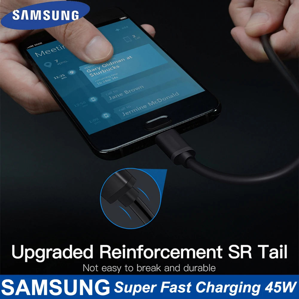 For Samsung Fast Charger 45W Fast Type C Adapter Cable for Samsung GALAXY Note 10 20 S20 Plus S20 Ultra S21 A71 A80 A91 65w usb c charger