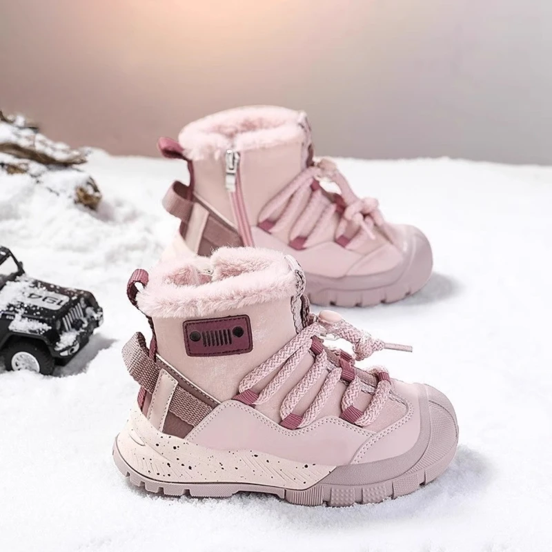2025 Children Short Boots for Girls Boys Winter New Fashion Korean Style Soft Sole Anti-slippery Versatile Keep Warm Plush Shoes