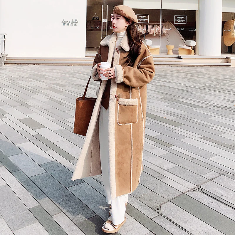 

Длинное женское пальто, зимнее плюшевое утепленное замшевое пальто, пальто из искусственного меха, длинное зимнее пальто, женская куртка