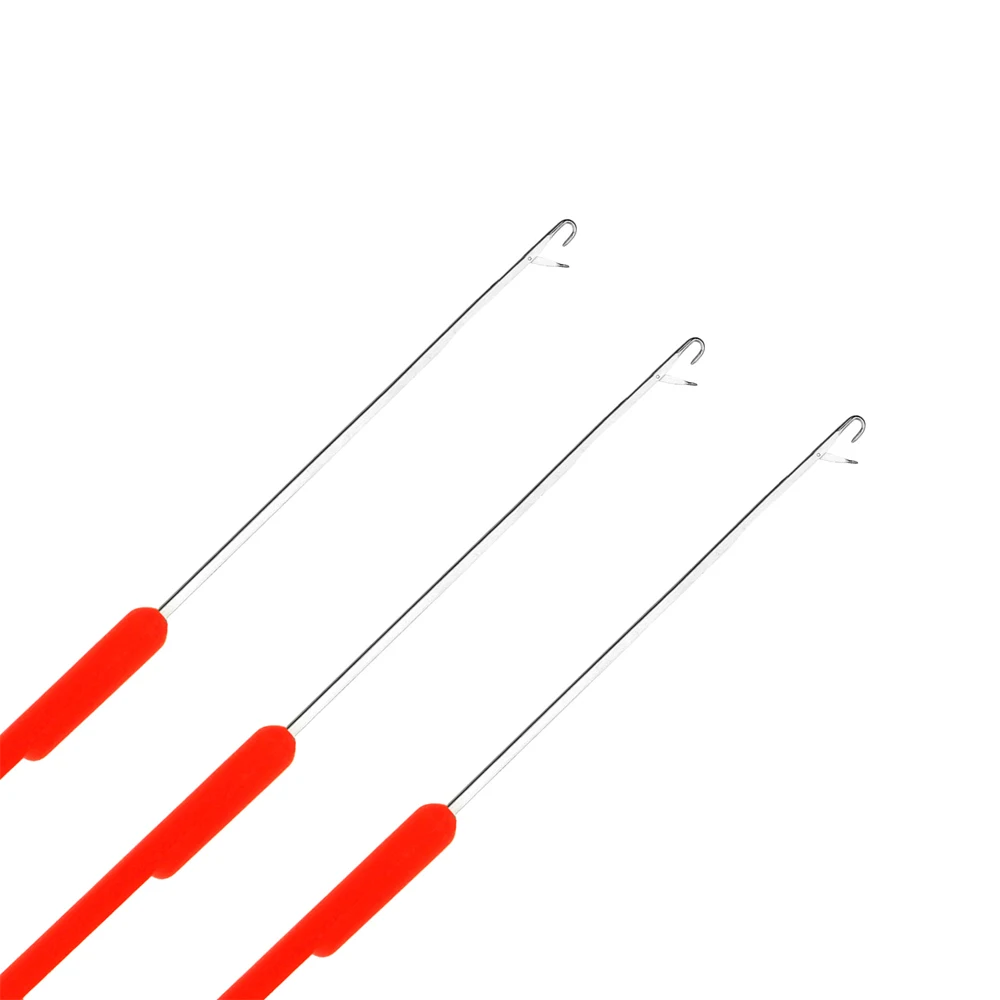 Micro Plastic Latch Crochet Hook Needle Red Color Handle For Braiding Hair Extension Weaving Dreadlocks Making Wig Sewing Tools crochet hooks hair extensions tool