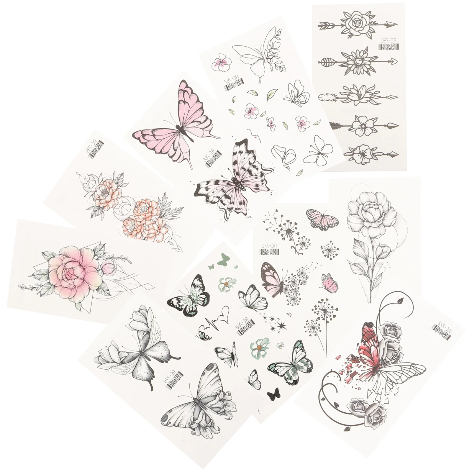 

20 Sheets Temporary Tattoos Sticker Women Butterfly Custom Fake Girl Decorative