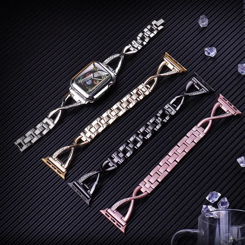 Elegant Diamond Stainless Steel Ladies Watch Strap