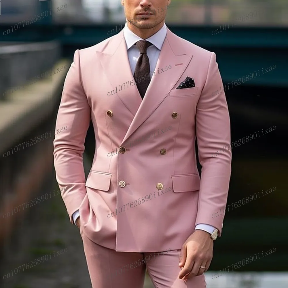 Brown men business suit 2 piece set for wedding party prom formal occasion
