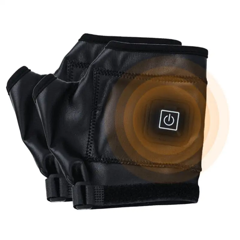 USB Electric Heated wireless Gloves Hand Warmers 2000mAh rechargeable battery 3-temp Settings Working Half Mittens for Women Man 3