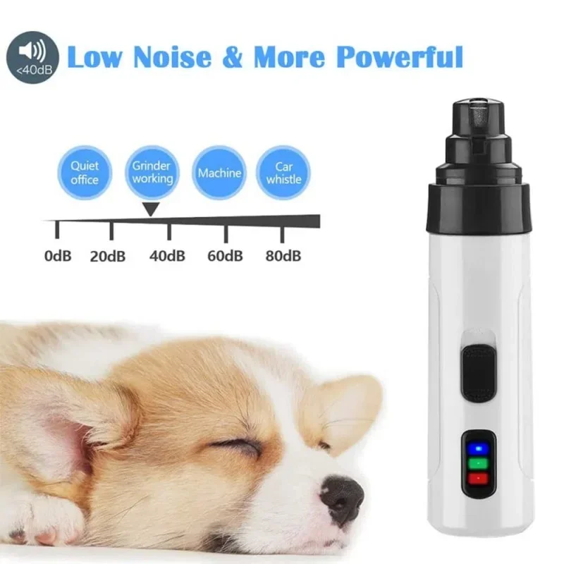 Rechargeable USB Charging Electric Pet Nail Grinder LED Pet Nail Grinder Trimmer Silent Claw Trimmer Tool Set