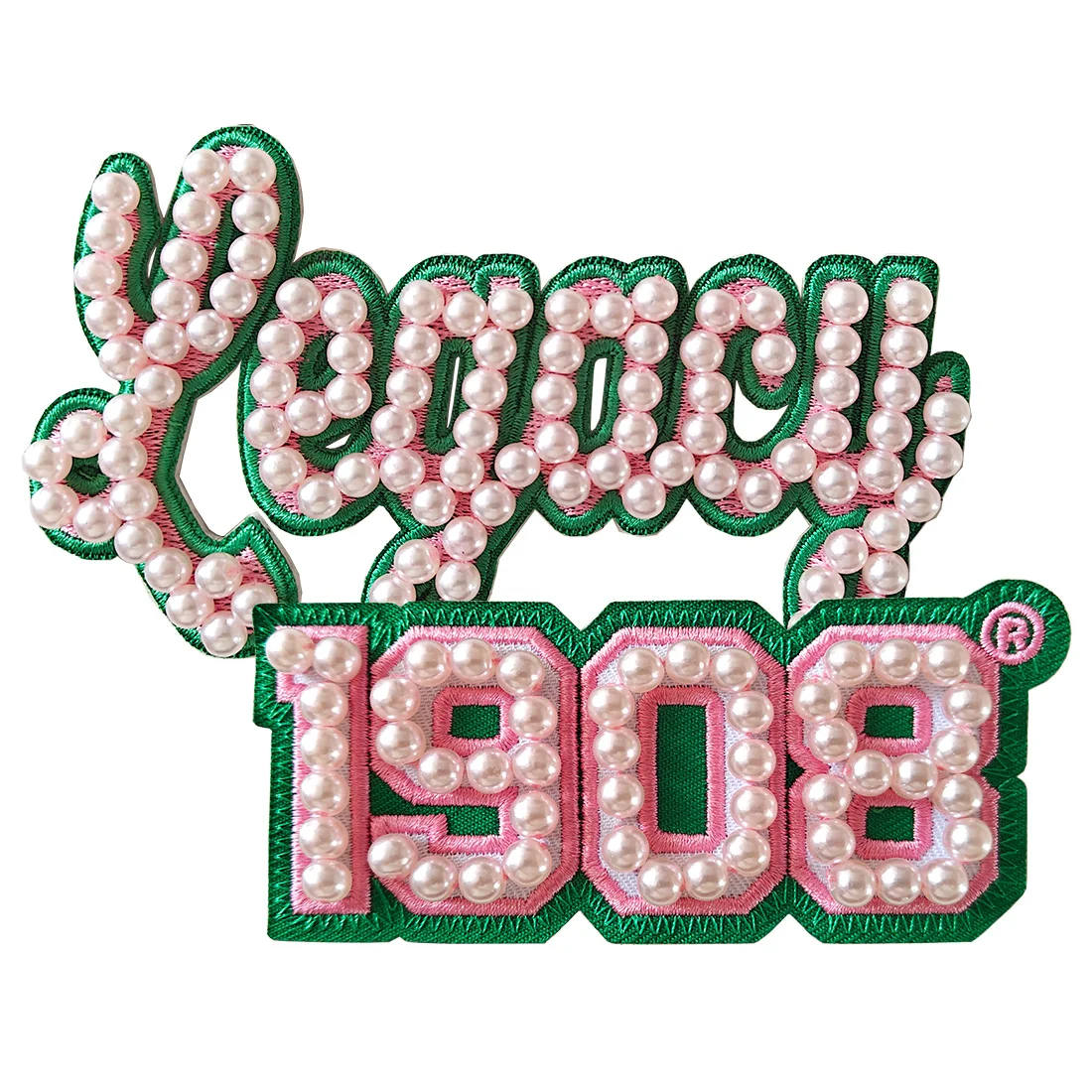 1908 Sorority Legacy Iron-On Beading Patch 3-5 Inch Embroidered Applique for Greek Clothing & Accessories