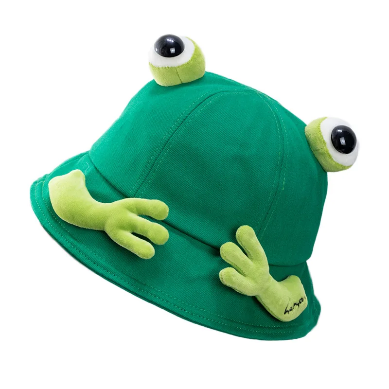 2024 New Cartoon Cute Frog Bucket Hats With Eyes Arm Summer