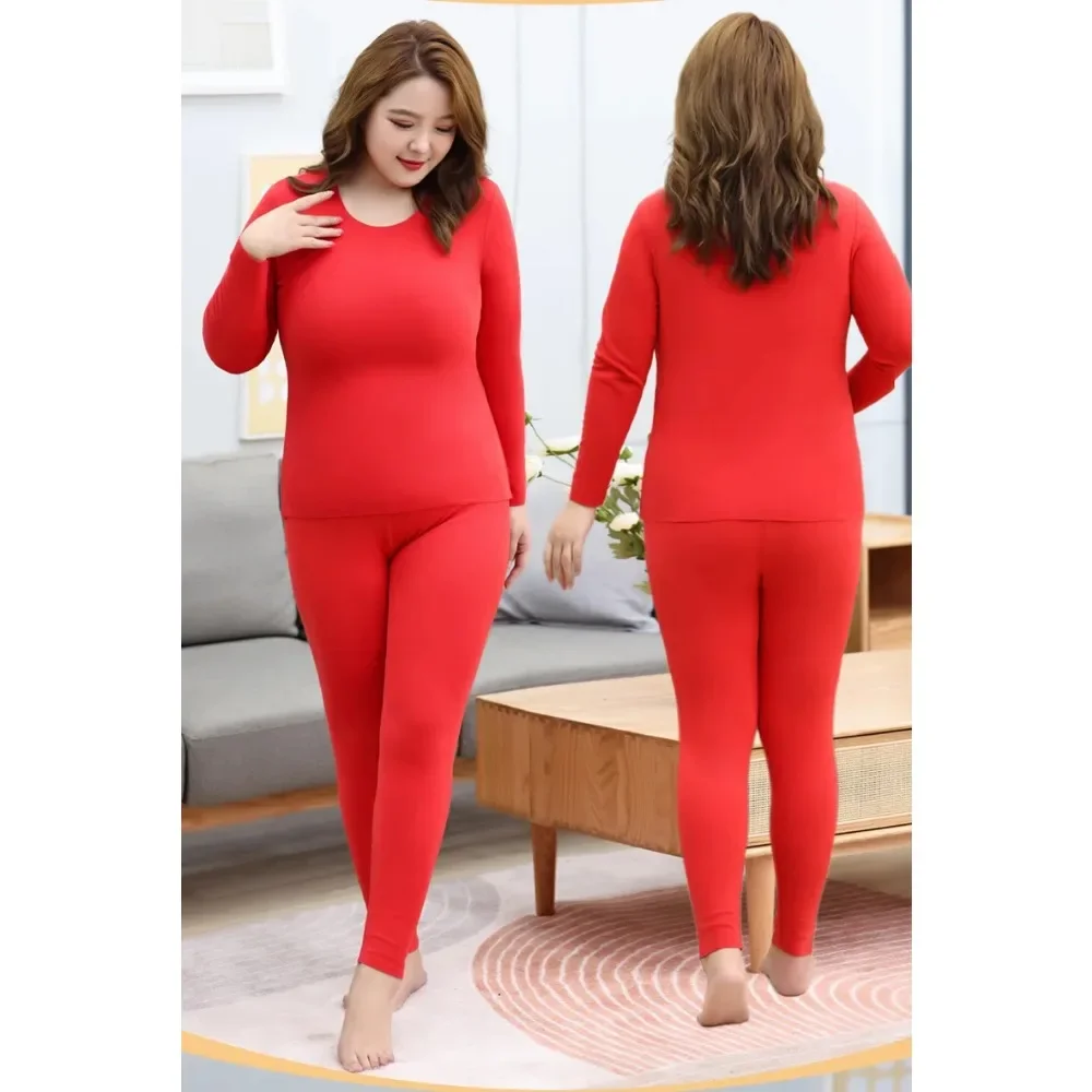 Plus Size 2XL-6XL Warm Thermal Underwear Sets Sleepwear Ladies Intimates Women Shaped Sets Female Thermal Shaping Clothes Suit