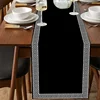 Black Retro Geometric Design Pattern Table Runner Restaurant Decoration Table Runner Wedding Holiday Party Table Accessories 1