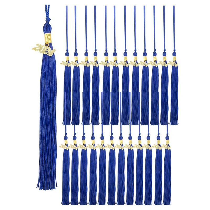 

25Pack 2024 Graduation Tassel Single Color Academic Graduation Cap Tassel With Gold Date Charm For Graduation Ceremonies