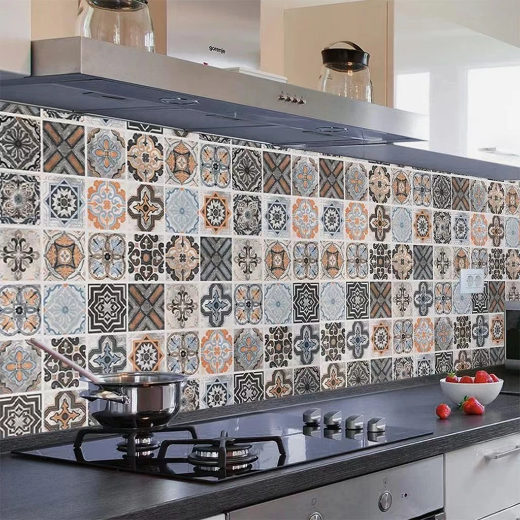Thickened High Temperature Resistant Waterproof Oil Proof Self-adhesive Wallpaper Room Decoration Kitchen Cabinets Stove Hood