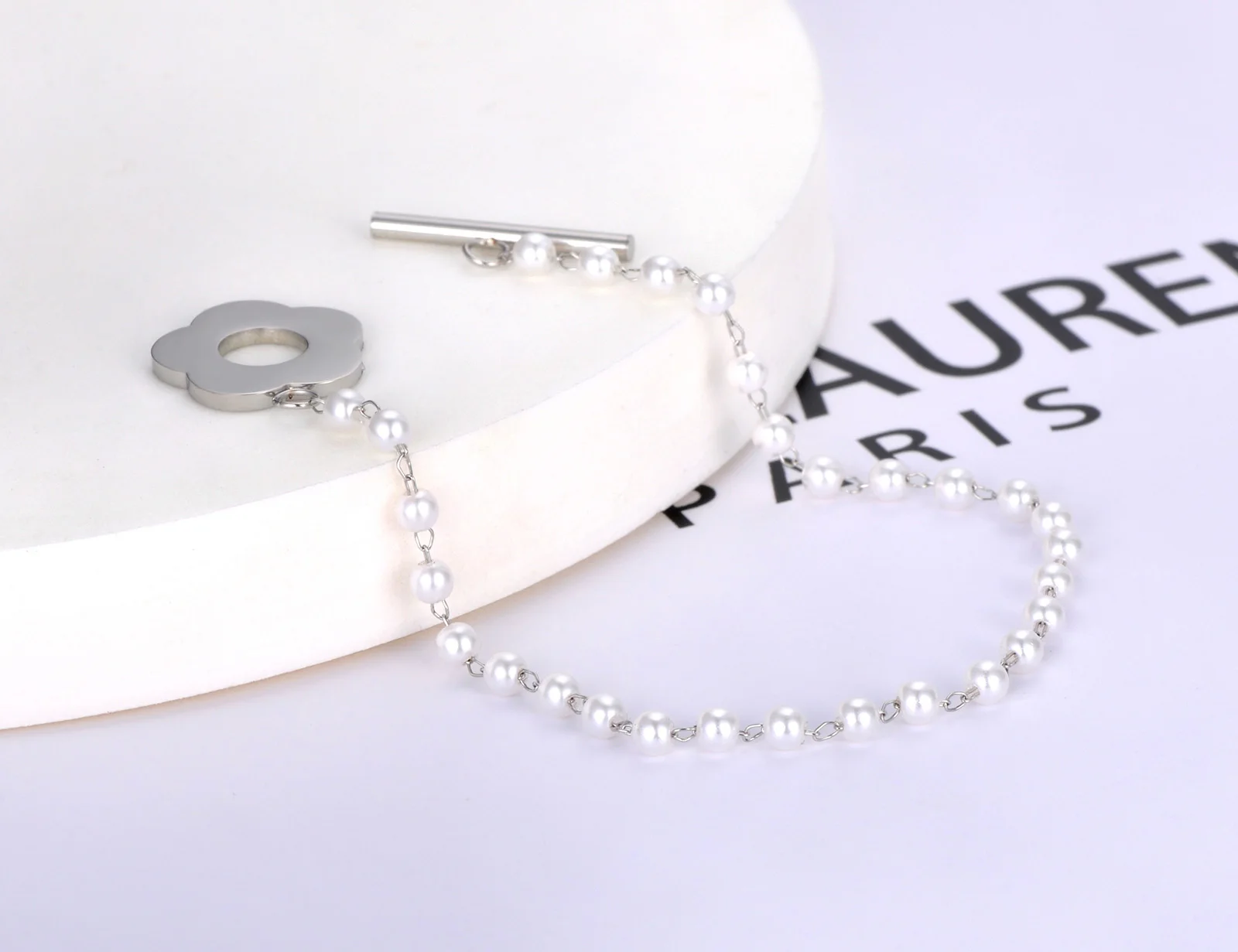 Lokaer Mode Schwarz CZ Kristall Charme Halsketten Für Frauen Edelstahl Weiße Perle Link Kette Böhmischen Strand Halskette N22083_voghion.com